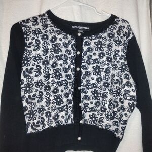 Karl Lagerfeld Black and White Patterned Top